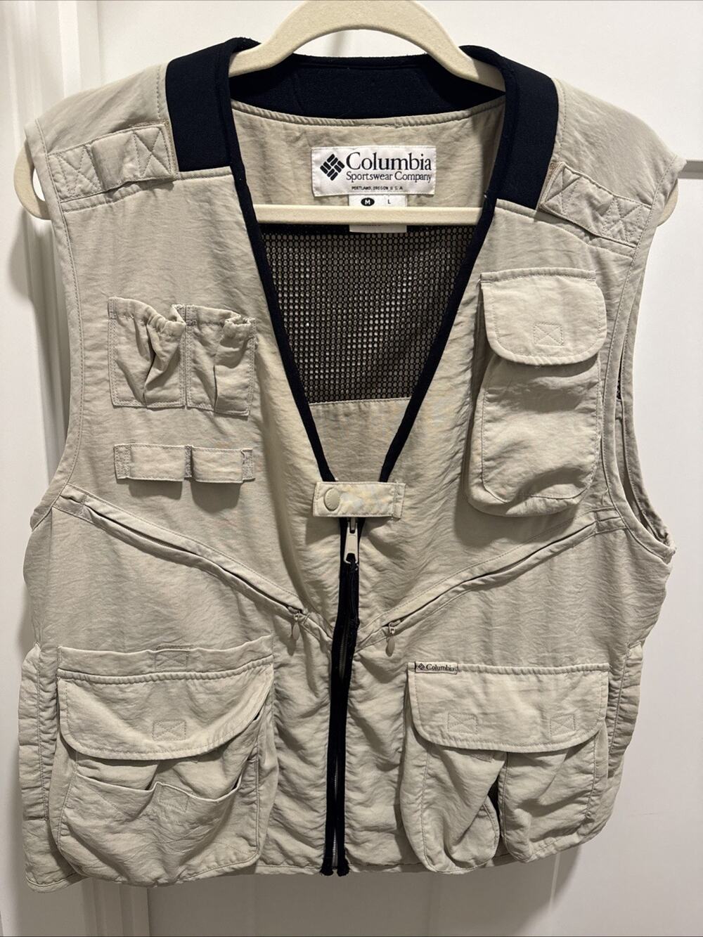 Columbia Khaki Fishing Hunting Shooting Fishing Photo Vest Unisex MED S9 TU1000